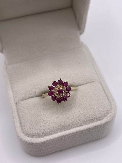 9ct gold ruby and diamond ring