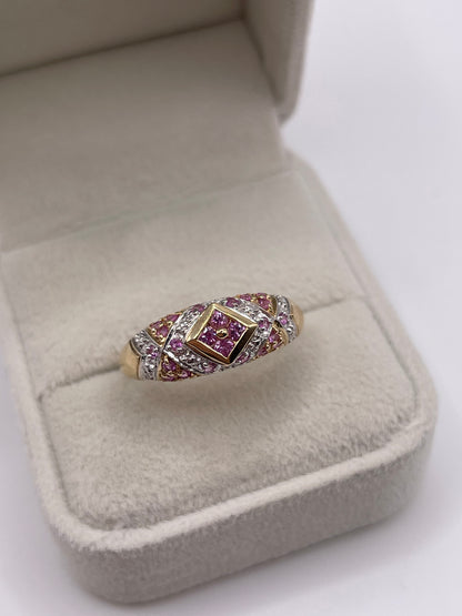 9ct gold pink sapphire cluster ring