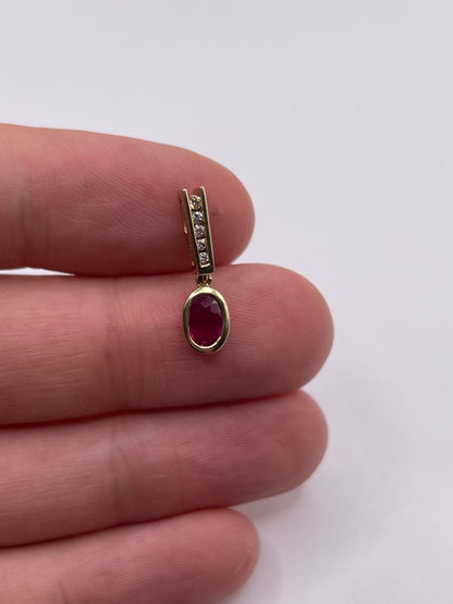 9ct gold ruby and diamond pendant