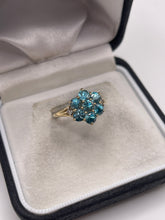 Load image into Gallery viewer, 9ct gold blue and white zircon ring
