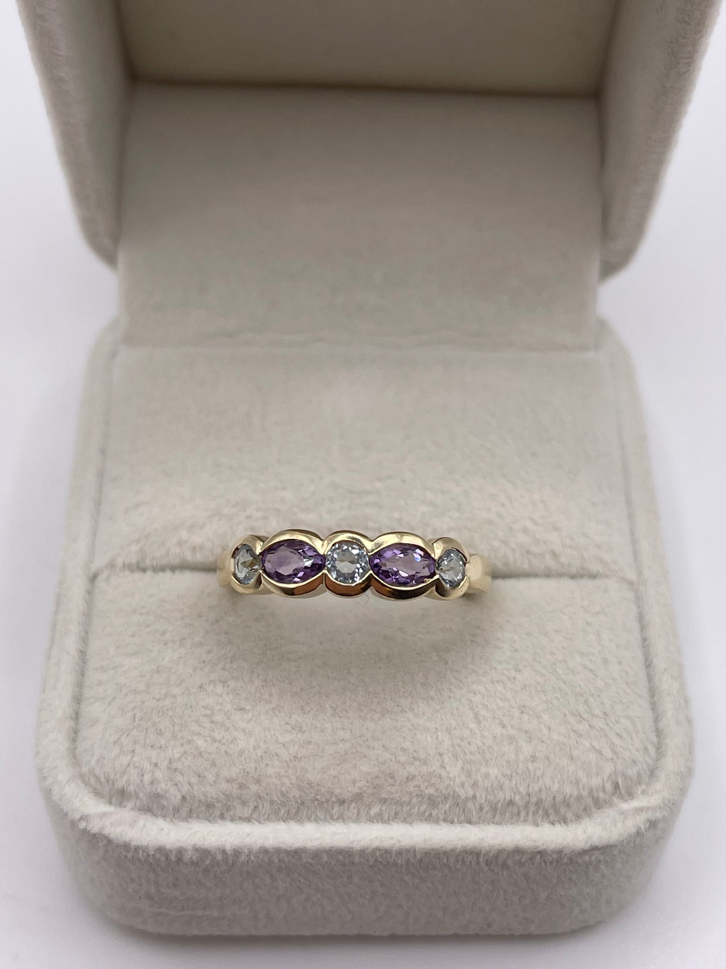 9ct gold amethyst and topaz ring
