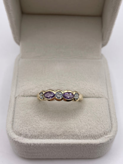 9ct gold amethyst and topaz ring
