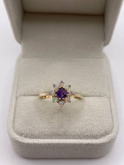 9ct gold amethyst and opal ring