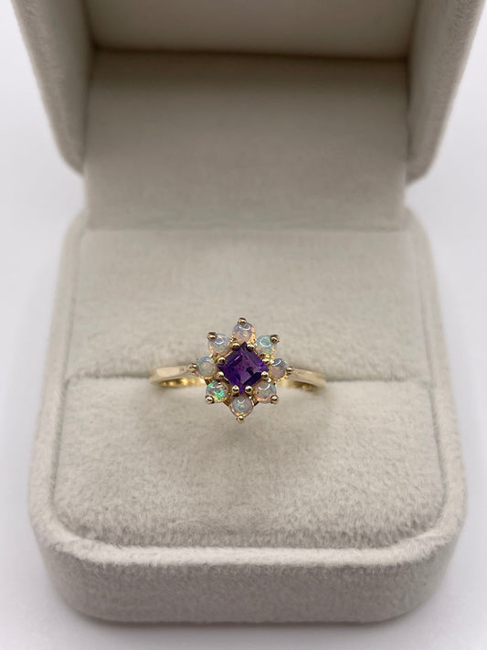 9ct gold amethyst and opal ring