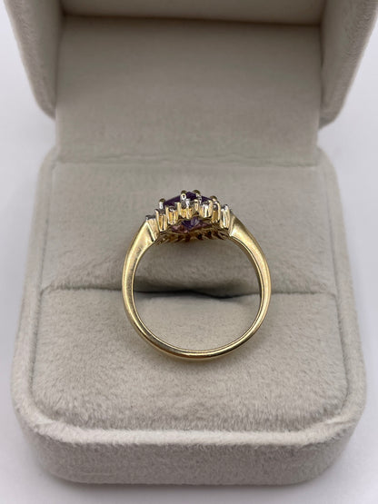 9ct gold amethyst and diamond ring