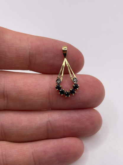 9ct gold sapphire and diamond pendant