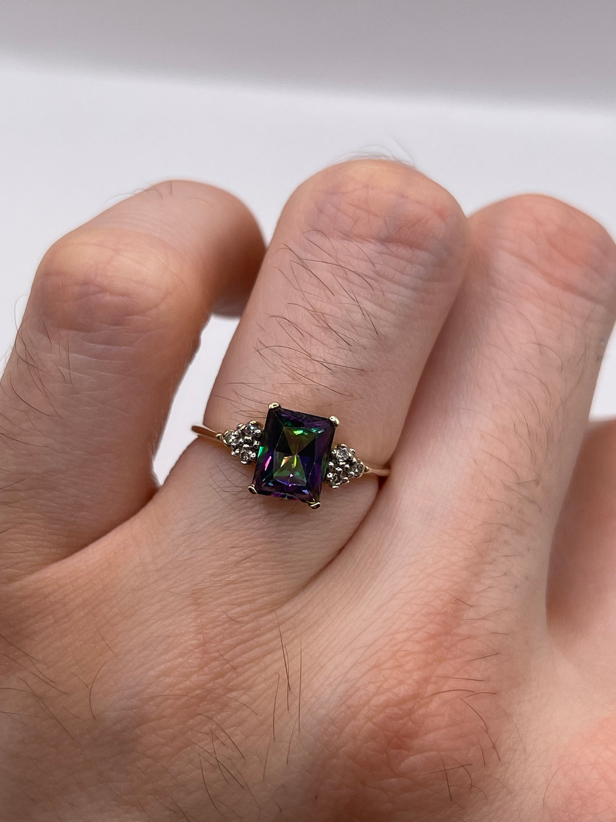 9ct gold mystic topaz and diamond ring
