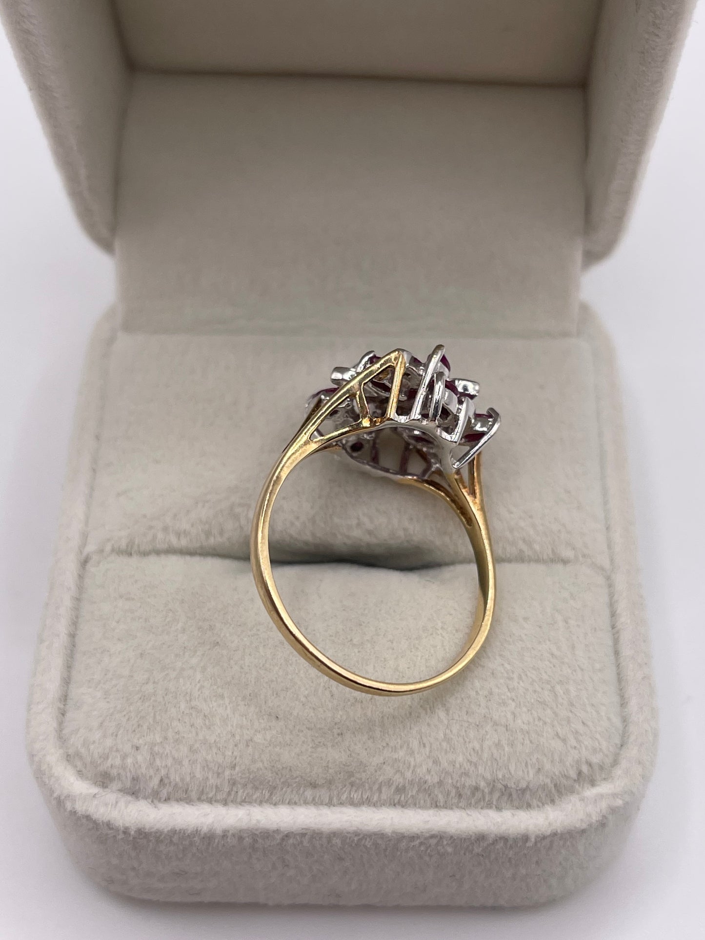 9ct gold ruby and diamond ring
