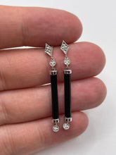 Load image into Gallery viewer, 18ct white gold onyx and diamond earrings
