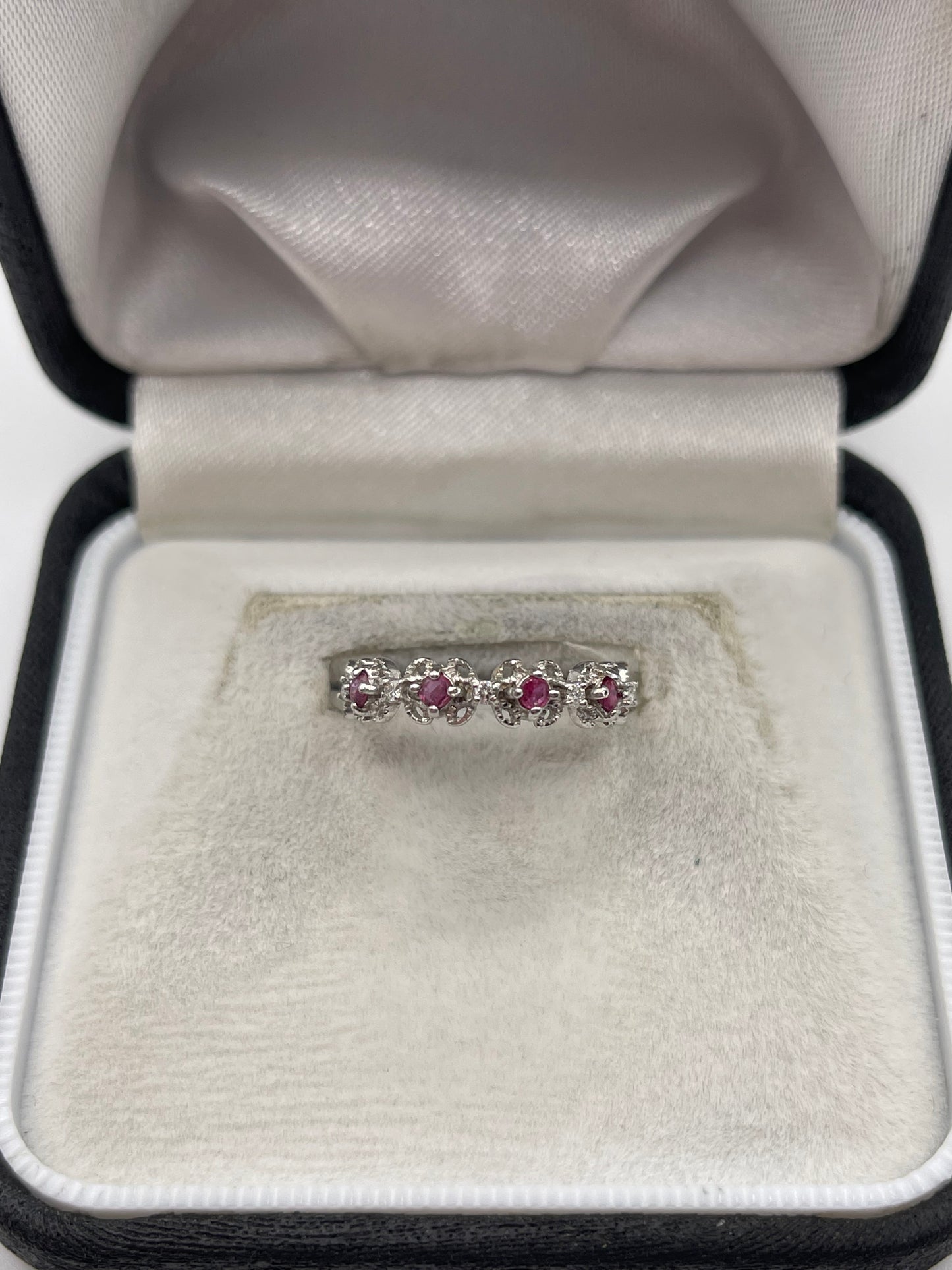 9ct two tone gold ruby and diamond ring