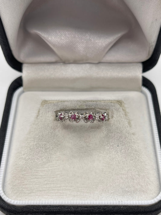 9ct two tone gold ruby and diamond ring