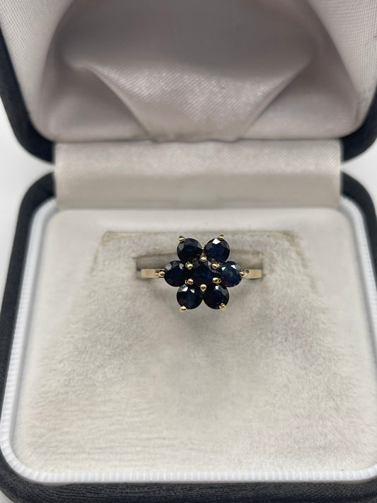 9ct gold sapphire cluster ring