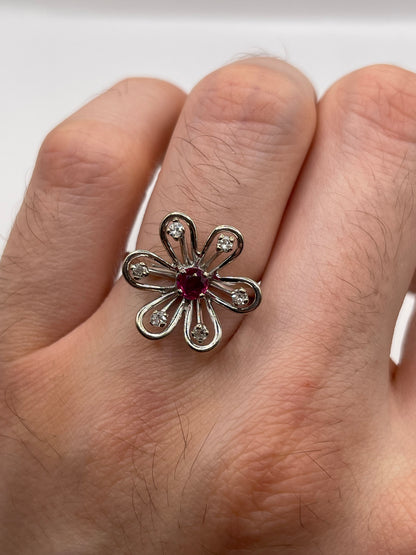 18ct white gold ruby and diamond ring