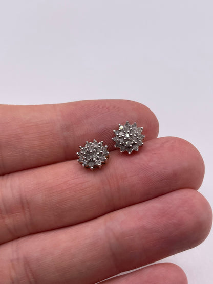 9ct gold diamond cluster earrings