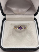 Load image into Gallery viewer, 9ct gold amethyst and diamond ring
