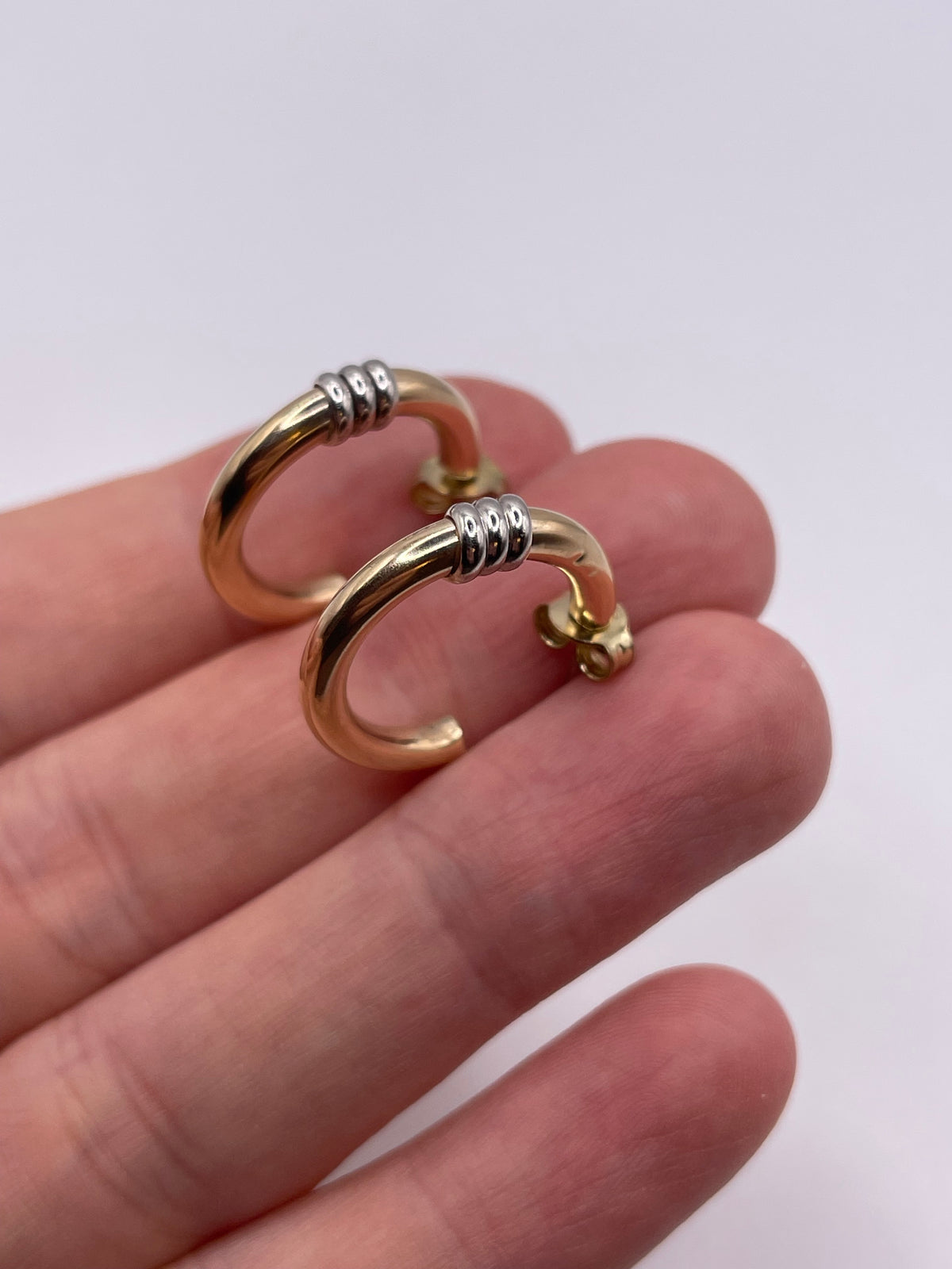 9ct two tone gold earrings