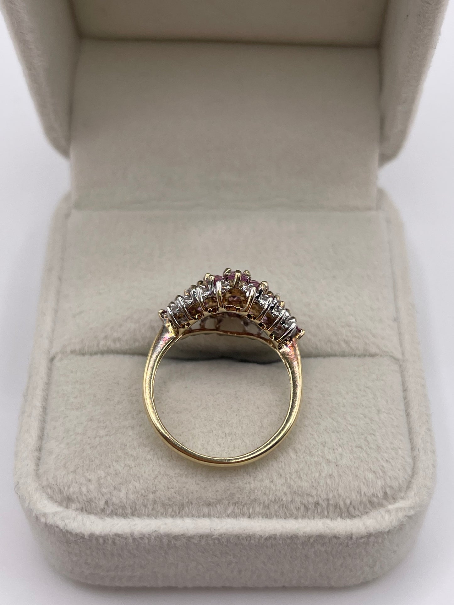 9ct gold pink topaz and diamond ring
