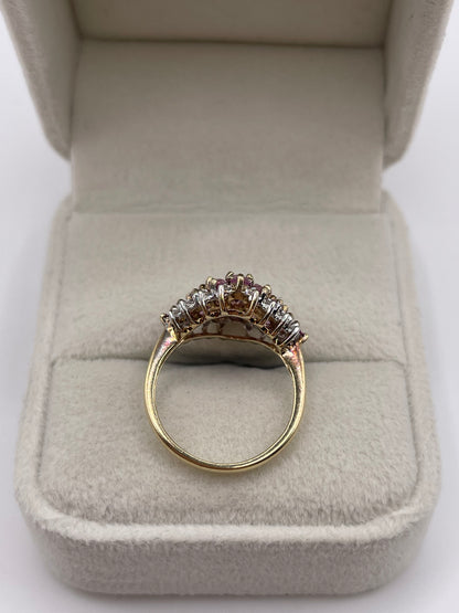 9ct gold pink topaz and diamond ring