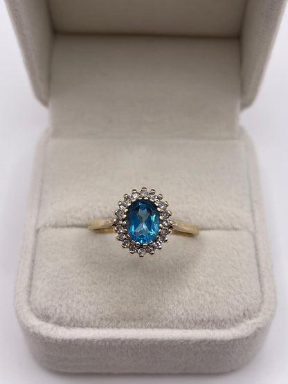 9ct gold topaz and diamond ring