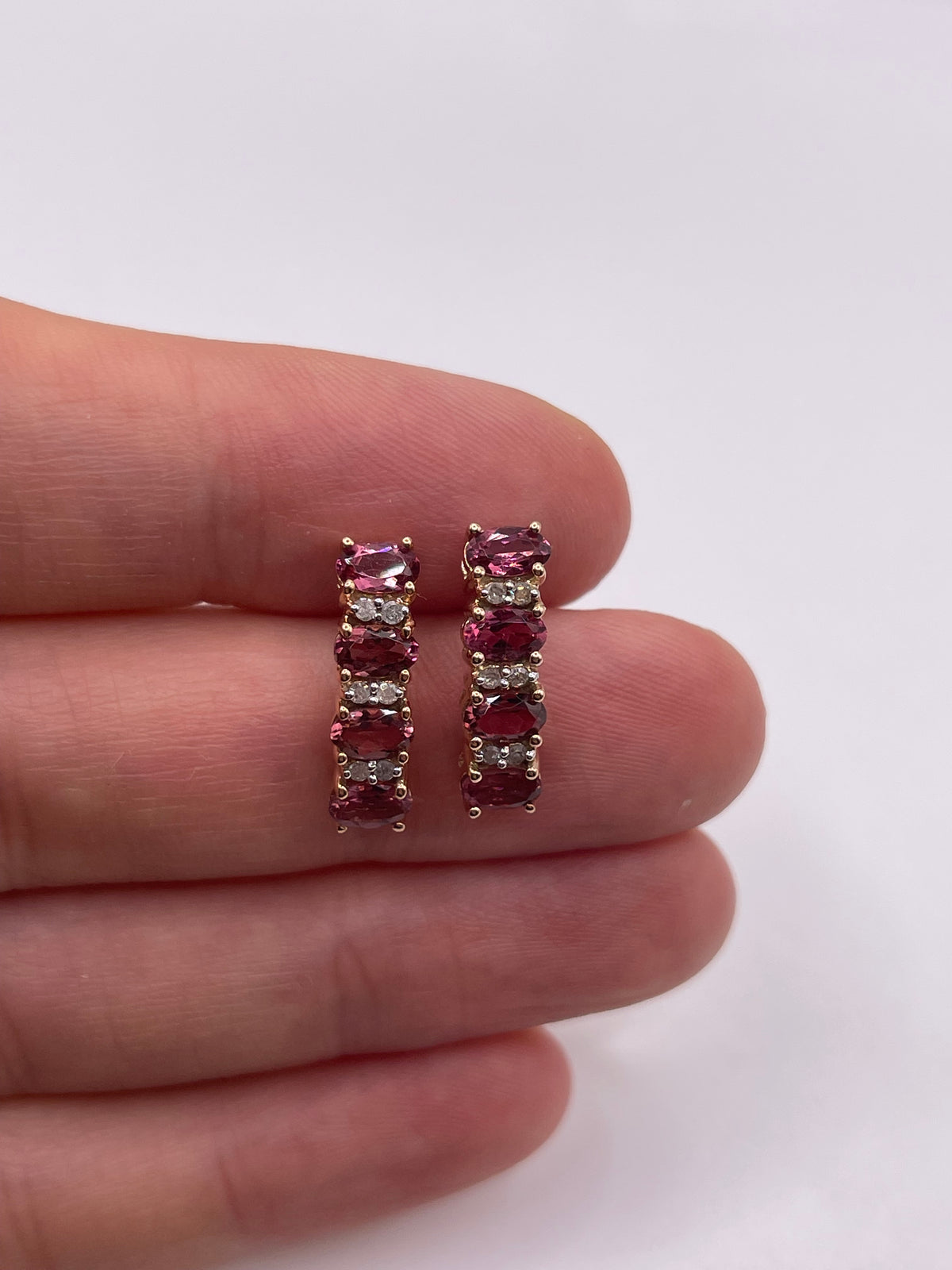 9ct rose gold tourmaline and diamond earrings
