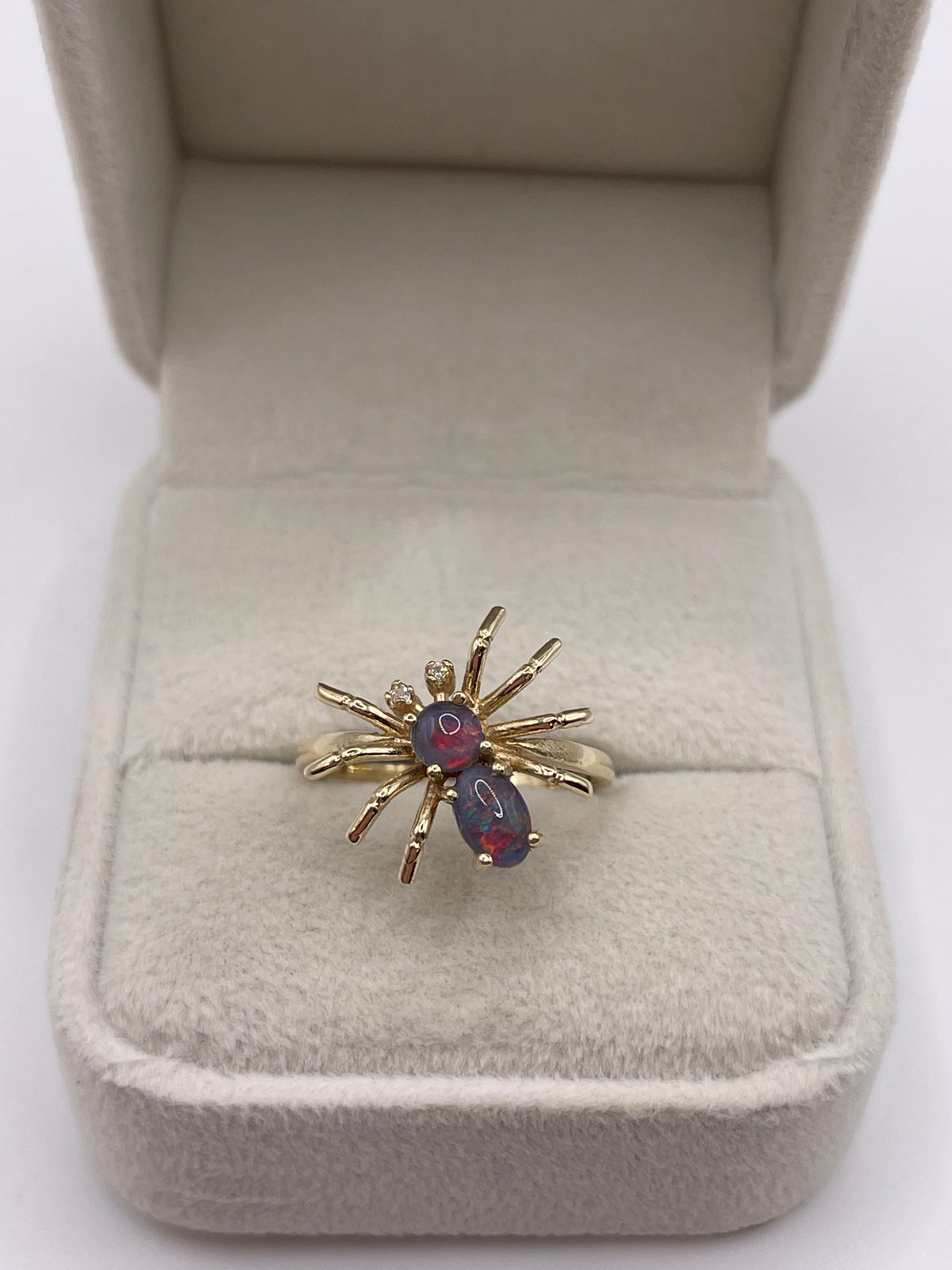 9ct gold opal triplet and diamond spider ring