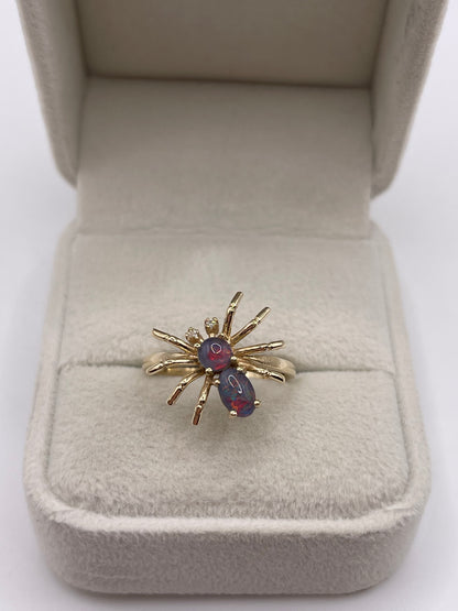 9ct gold opal triplet and diamond spider ring