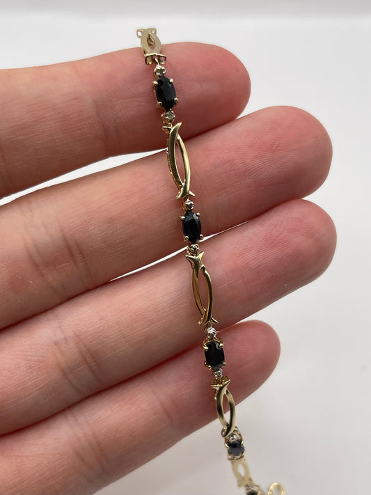 9ct gold sapphire and diamond bracelet