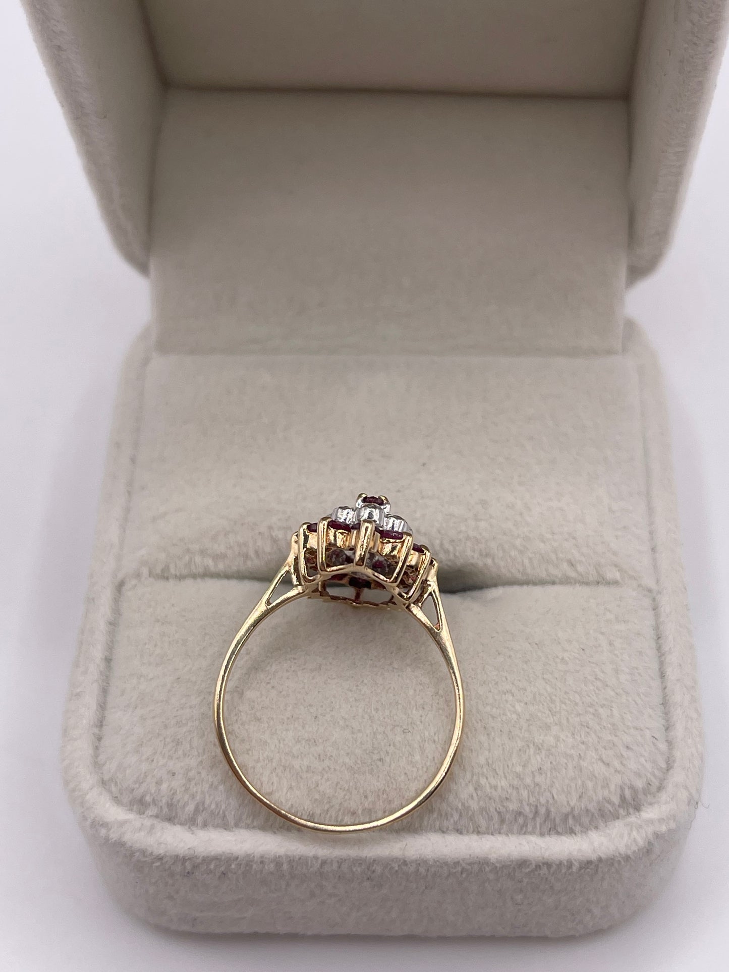 9ct gold ruby and diamond ring