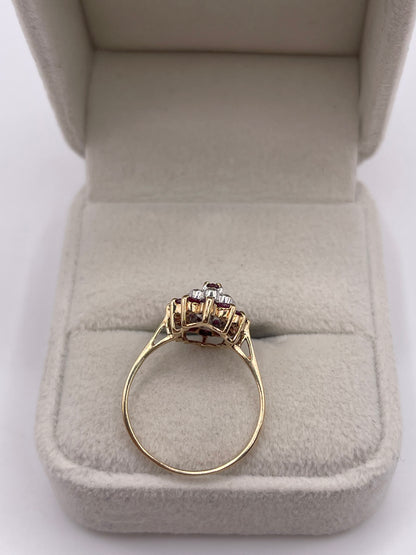 9ct gold ruby and diamond ring