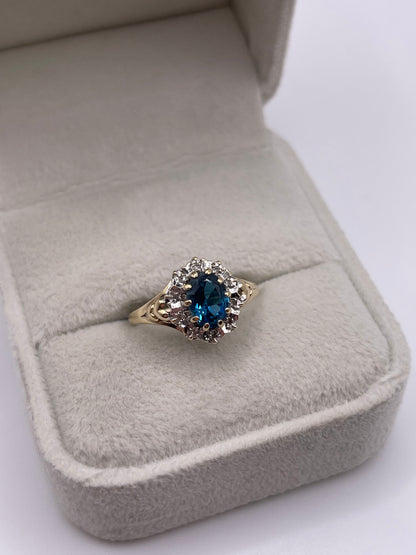 9ct gold topaz and diamond ring