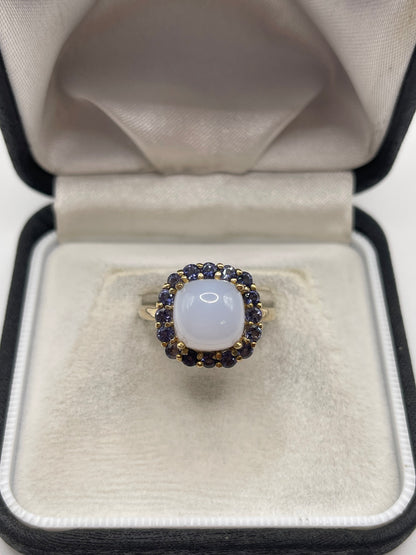 9ct gold chalcedony and iolite ring