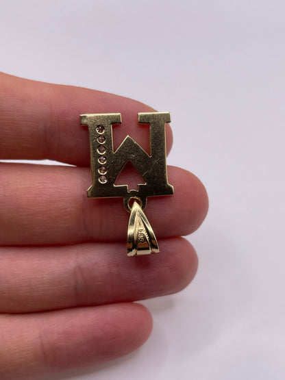 14ct gold diamond initial M pendant