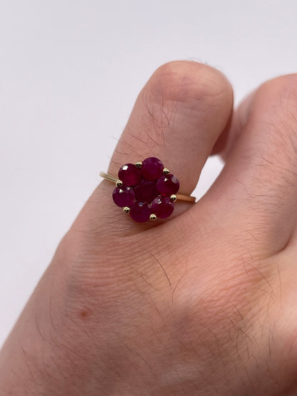 9ct gold ruby cluster ring