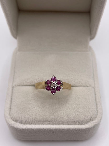 9ct gold ruby and diamond ring