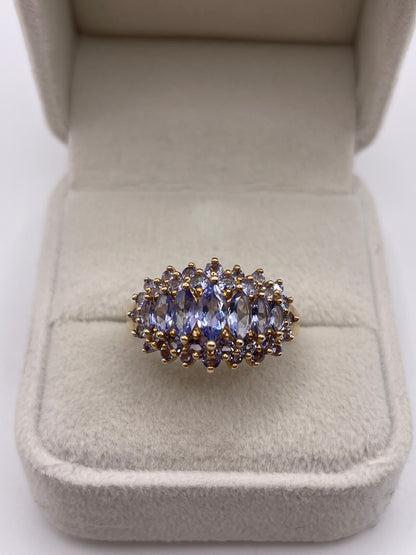 9ct gold tanzanite cluster ring
