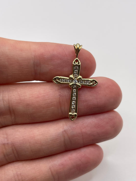 9ct gold cz cross pendant