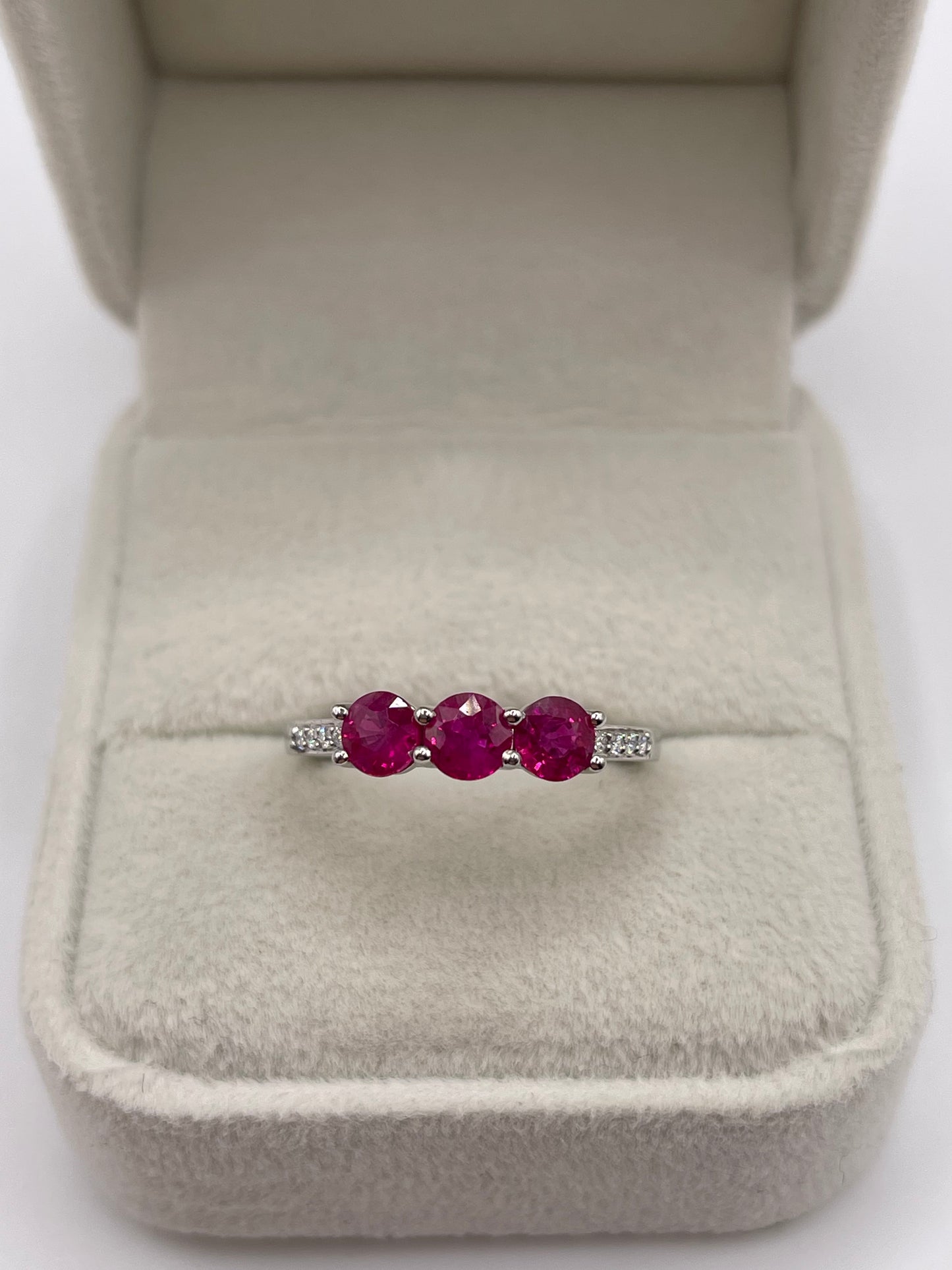 Platinum ruby and diamond ring