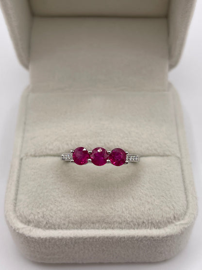 Platinum ruby and diamond ring