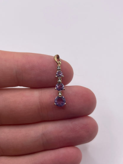9ct gold amethyst and diamond pendant