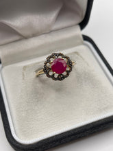 Load image into Gallery viewer, 9ct gold ruby and diamond ring
