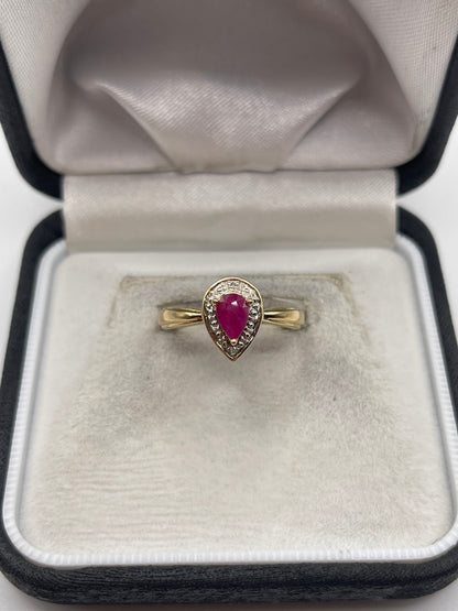 9ct gold ruby and diamond ring