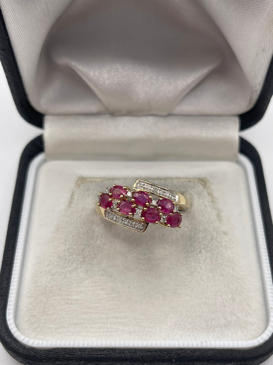 9ct gold ruby and diamond ring