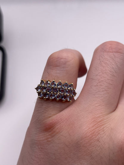 9ct gold tanzanite cluster ring