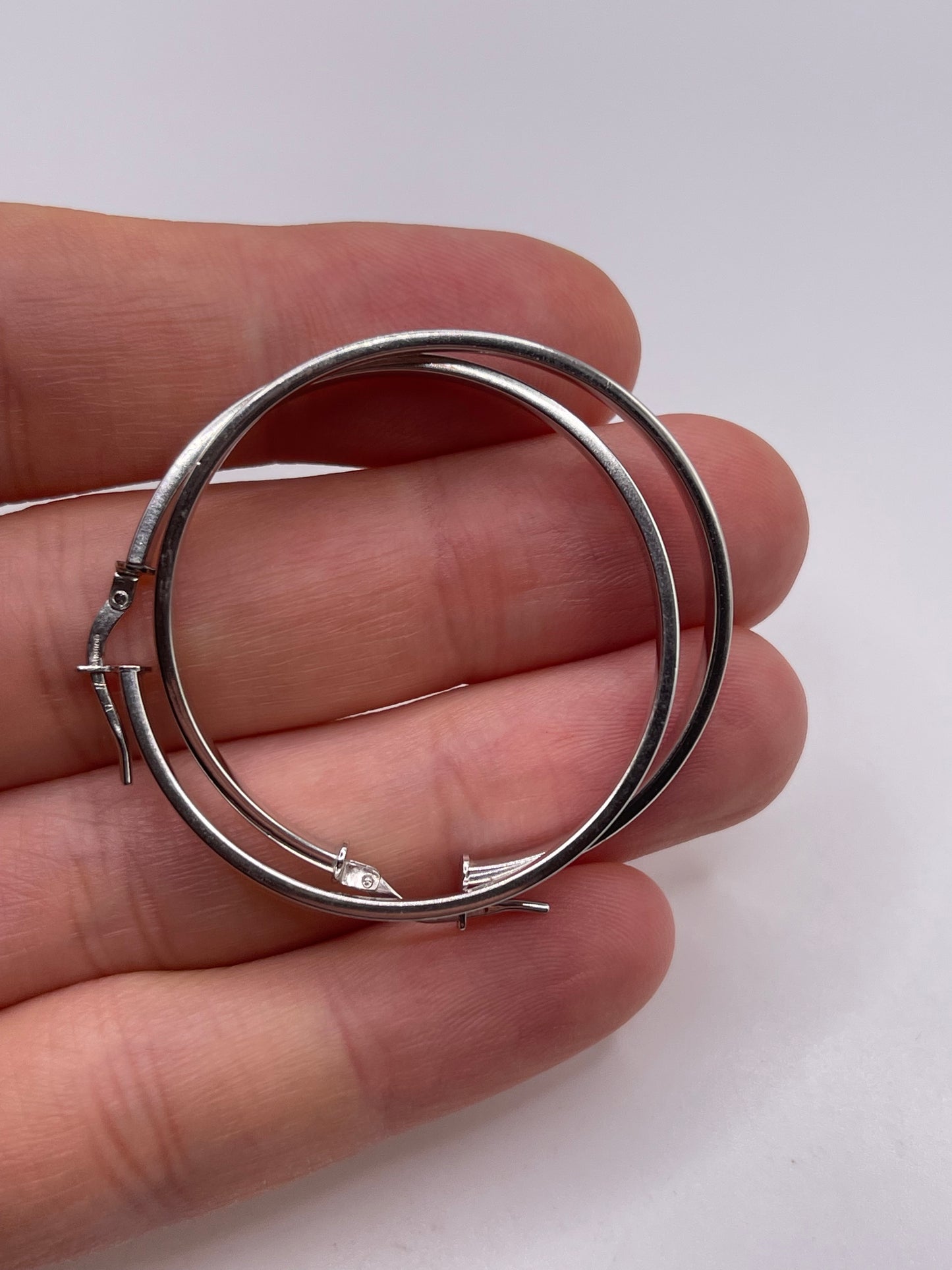 9ct white gold creole earrings