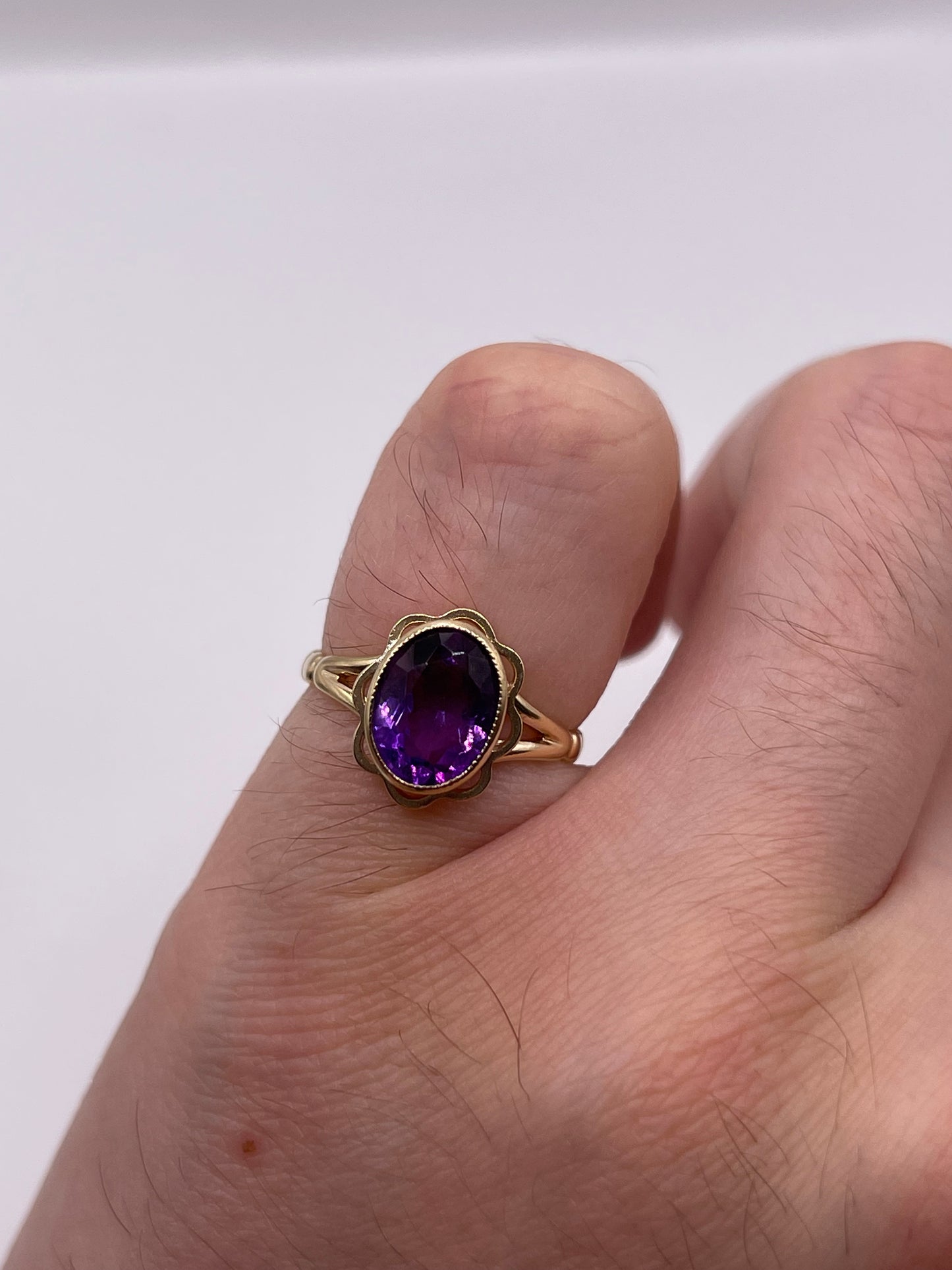 9ct gold amethyst ring