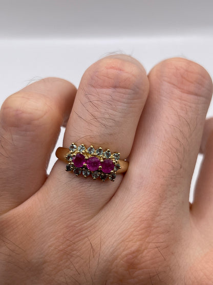 9ct gold ruby and alexandrite ring