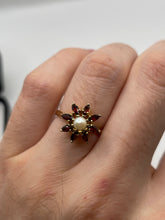 Load image into Gallery viewer, 9ct gold garnet and pearl ring

