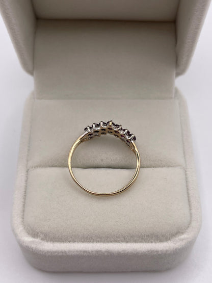 9ct gold ruby and cz wishbone ring