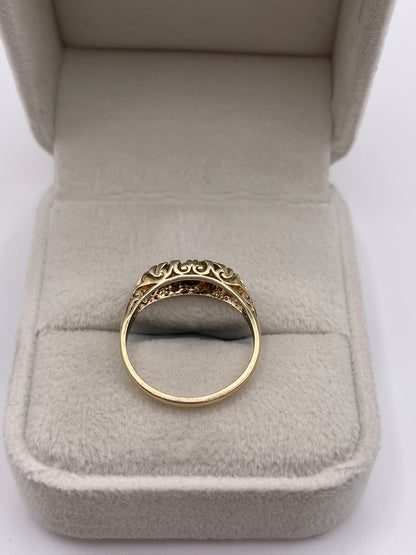 9ct gold sapphire and cz ring