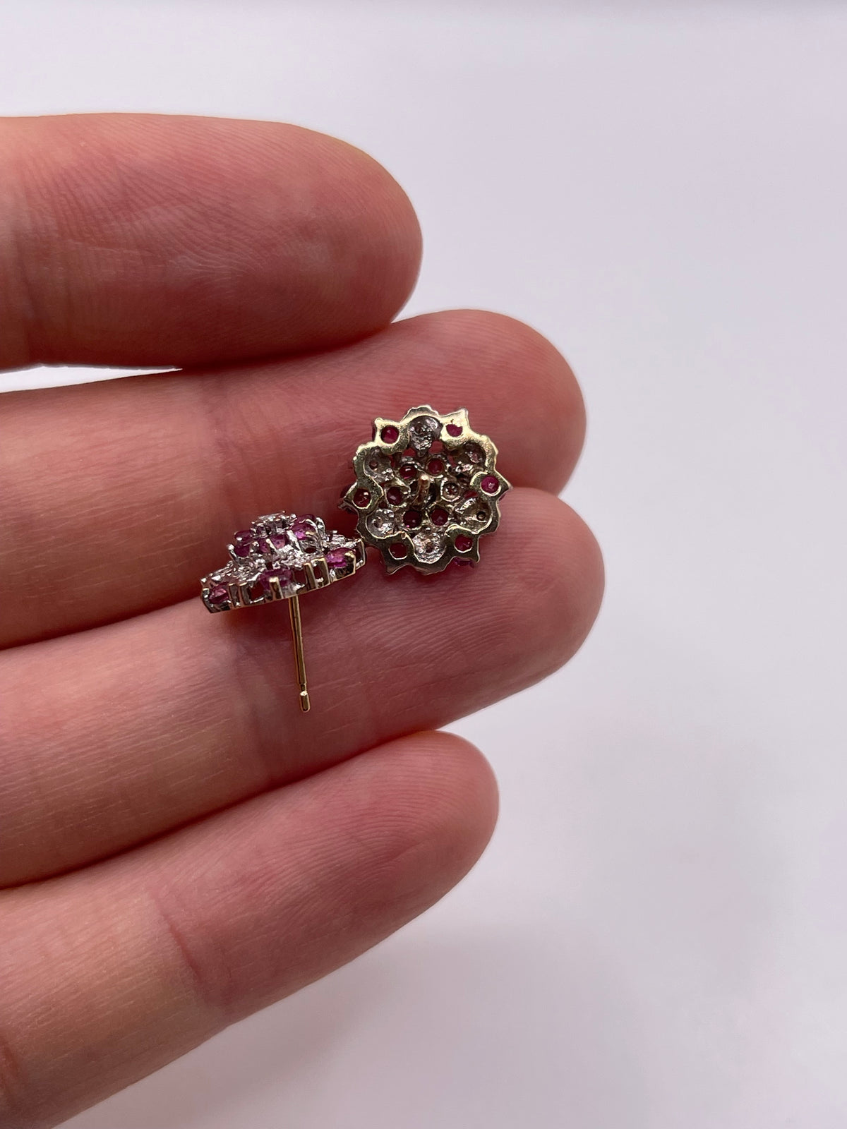 9ct gold ruby and diamond earrings